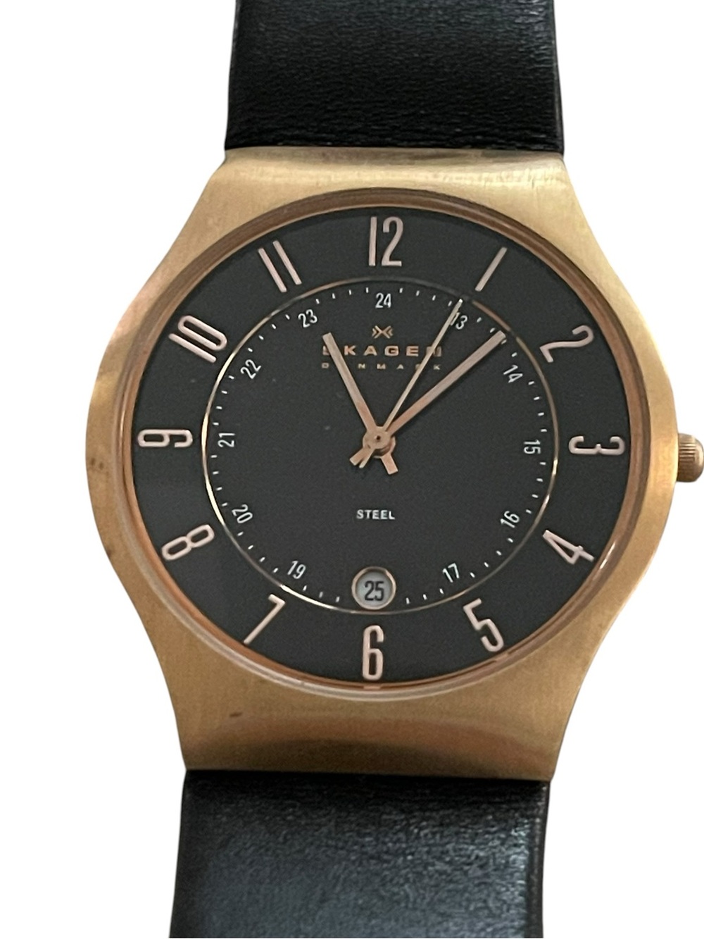 Skagen Black Dial Rose Gold Case Watch - Minimal Back